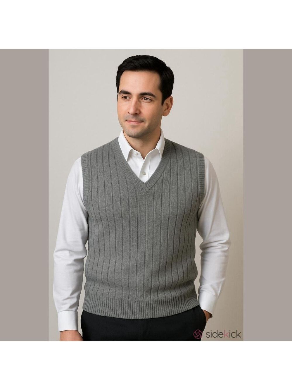 Cable Knit V-Neck Sweater Vest Men's Large Vintage